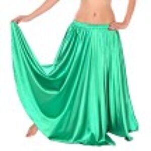 Green Satin Belly Dance Costume Skirt